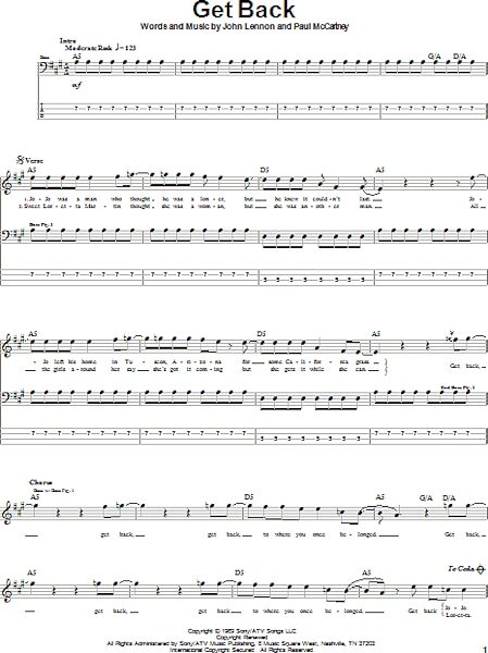 open zoom image for Get Back - Bass Tab, New, Main