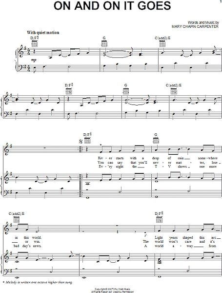 open zoom image for On And On It Goes - Piano/Vocal/Guitar, New, Main
