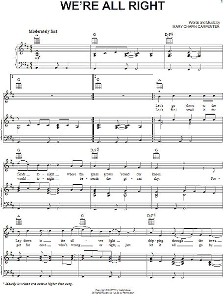 open zoom image for We're All Right - Piano/Vocal/Guitar, New, Main