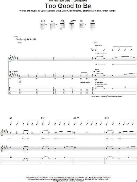 open zoom image for Too Good To Be - Guitar TAB, New, Main