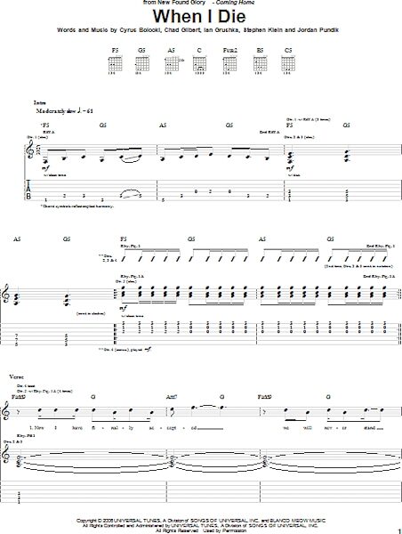 open zoom image for When I Die - Guitar TAB, New, Main