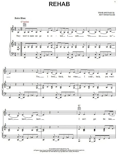 open zoom image for Rehab - Piano/Vocal/Guitar, New, Main