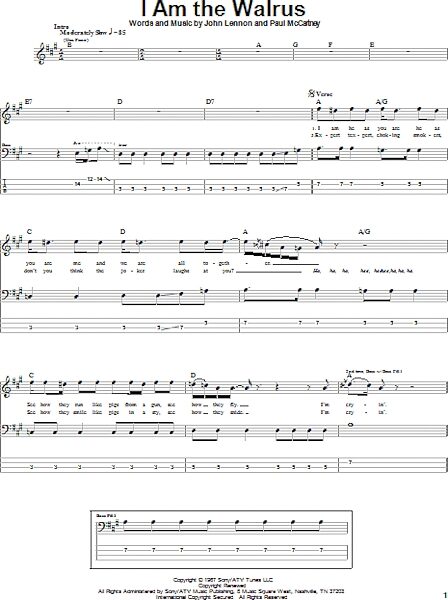 open zoom image for I Am The Walrus - Bass Tab, New, Main