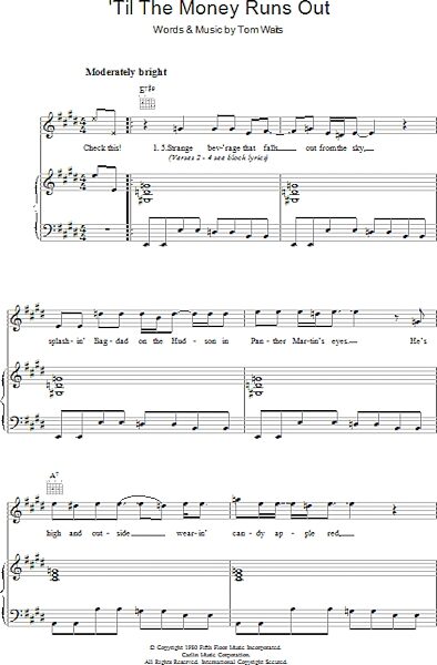 open zoom image for 'Til The Money Runs Out - Piano/Vocal/Guitar, New, Main