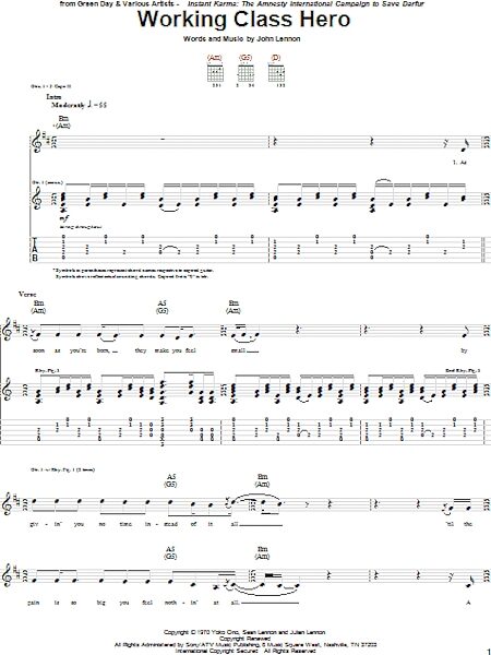 open zoom image for Working Class Hero - Guitar TAB, New, Main