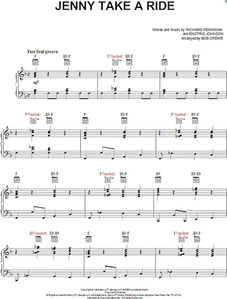 open zoom image for Jenny Take A Ride - Piano/Vocal/Guitar, New, Main