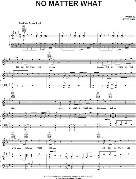 open zoom image for No Matter What - Piano/Vocal/Guitar, New, Main