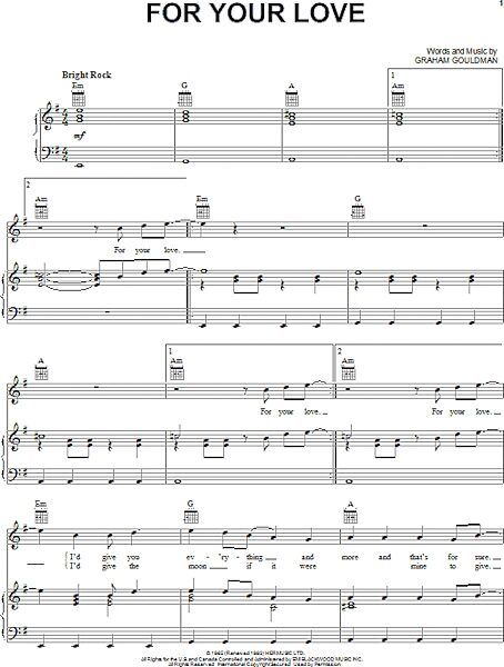 open zoom image for For Your Love - Piano/Vocal/Guitar, New, Main