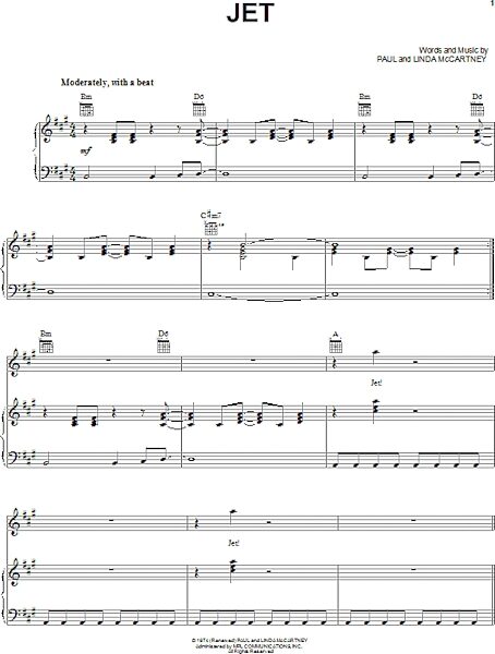 open zoom image for Jet - Piano/Vocal/Guitar, New, Main