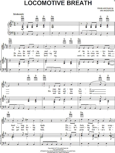 open zoom image for Locomotive Breath - Piano/Vocal/Guitar, New, Main