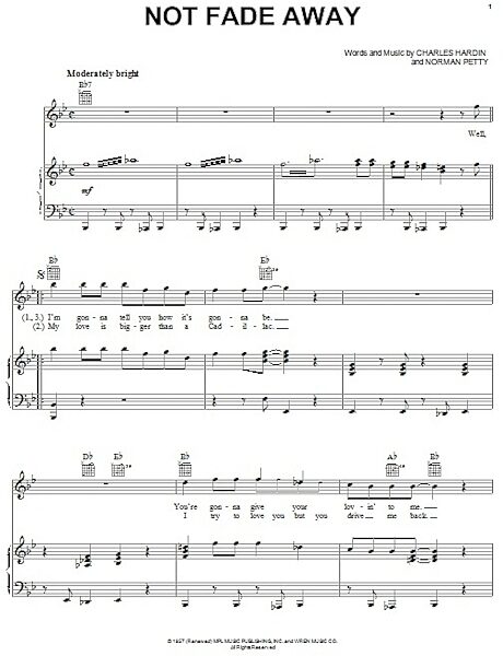 open zoom image for Not Fade Away - Piano/Vocal/Guitar, New, Main