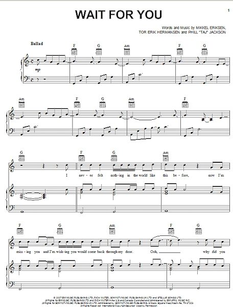 open zoom image for Wait For You - Piano/Vocal/Guitar, New, Main
