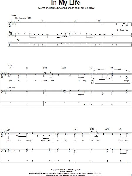 open zoom image for In My Life - Bass Tab, New, Main