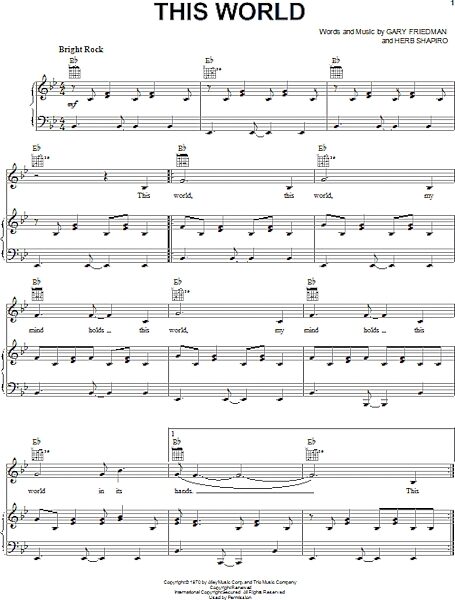 open zoom image for This World - Piano/Vocal/Guitar, New, Main