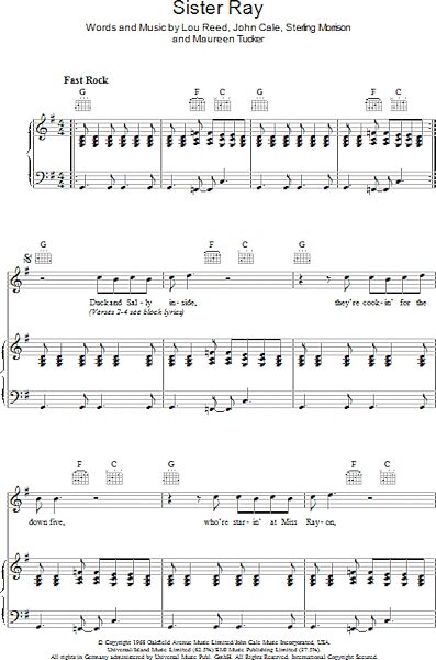 open zoom image for Sister Ray - Piano/Vocal/Guitar, New, Main