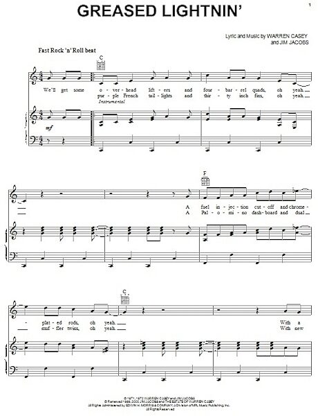 open zoom image for Greased Lightnin' - Piano/Vocal/Guitar, New, Main