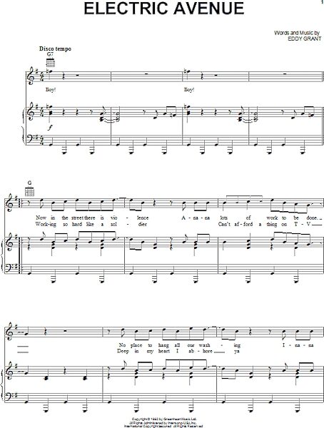 open zoom image for Electric Avenue - Piano/Vocal/Guitar, New, Main
