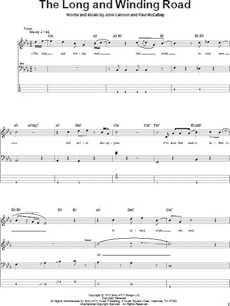 open zoom image for The Long And Winding Road - Bass Tab, New, Main