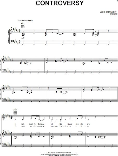 open zoom image for Controversy - Piano/Vocal/Guitar, New, Main