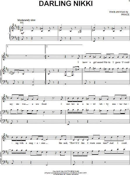 open zoom image for Darling Nikki - Piano/Vocal/Guitar, New, Main