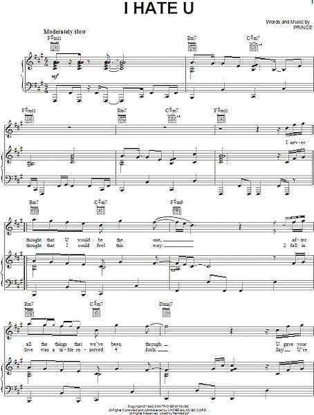 open zoom image for I Hate U - Piano/Vocal/Guitar, New, Main