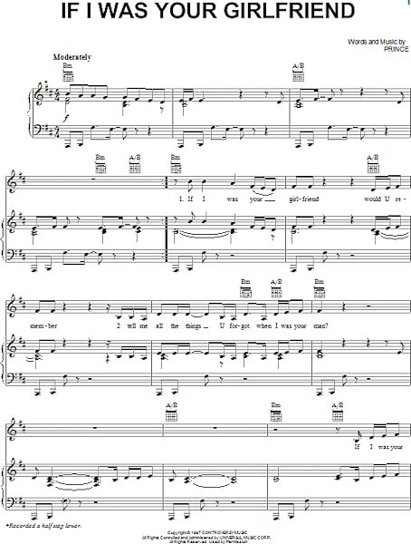 open zoom image for If I Was Your Girlfriend - Piano/Vocal/Guitar, New, Main