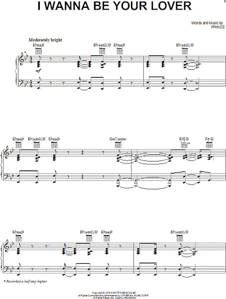 open zoom image for I Wanna Be Your Lover - Piano/Vocal/Guitar, New, Main
