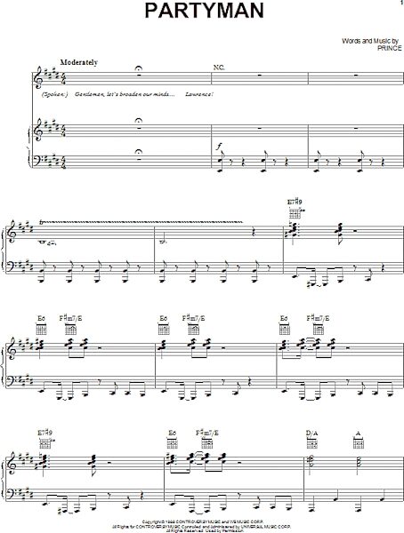 open zoom image for Partyman - Piano/Vocal/Guitar, New, Main