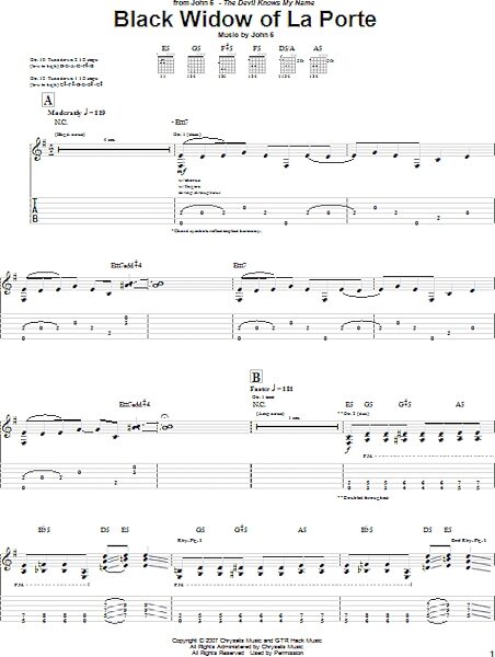 open zoom image for Black Widow Of La Porte - Guitar TAB, New, Main