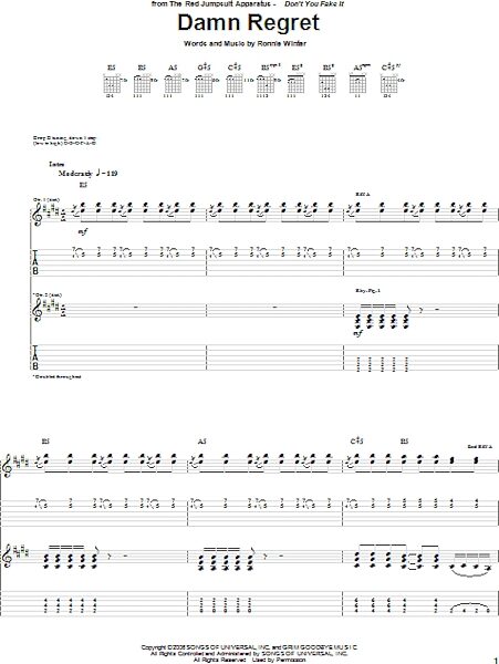 open zoom image for Damn Regret - Guitar TAB, New, Main