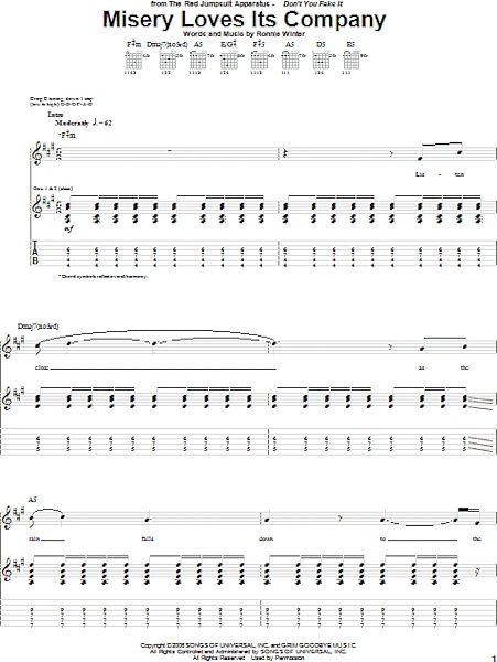 open zoom image for Misery Loves Its Company - Guitar TAB, New, Main