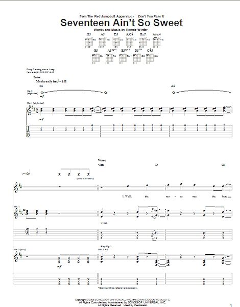 open zoom image for Seventeen Ain't So Sweet - Guitar TAB, New, Main