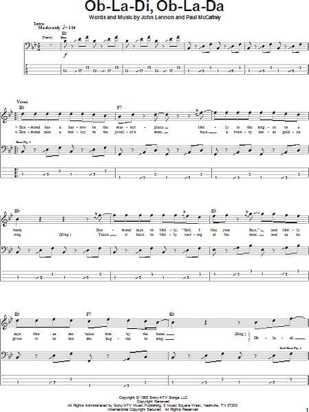 open zoom image for Ob-La-Di, Ob-La-Da - Bass Tab, New, Main