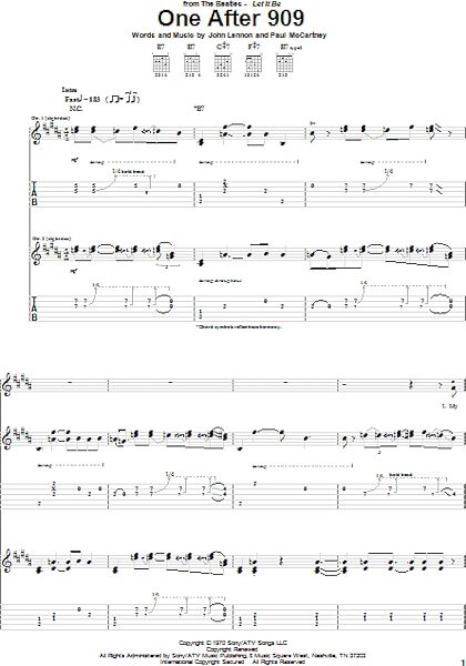 open zoom image for One After 909 - Guitar TAB, New, Main