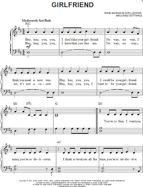 open zoom image for Girlfriend - Easy Piano, New, Main