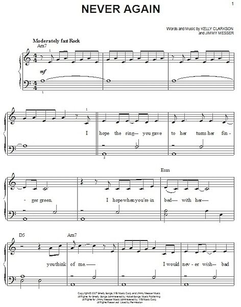 open zoom image for Never Again - Easy Piano, New, Main