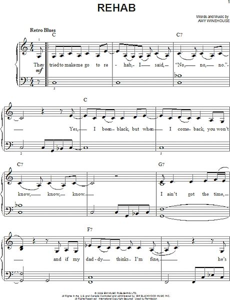 open zoom image for Rehab - Easy Piano, New, Main