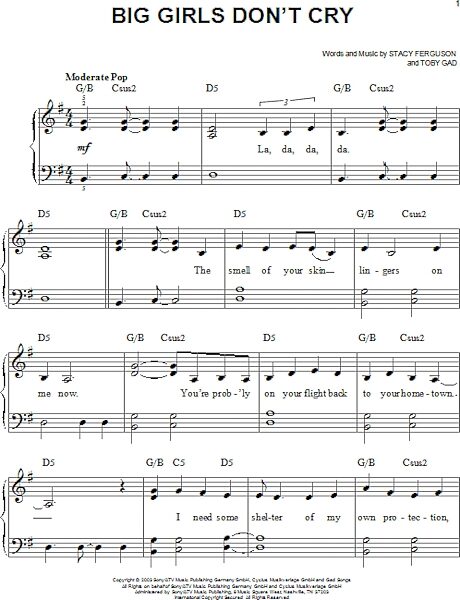 open zoom image for Big Girls Don't Cry - Easy Piano, New, Main