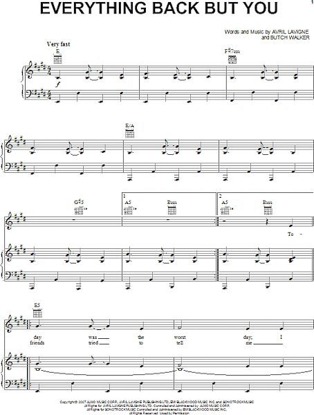 open zoom image for Everything Back But You - Piano/Vocal/Guitar, New, Main