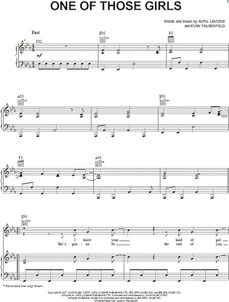 open zoom image for One Of Those Girls - Piano/Vocal/Guitar, New, Main