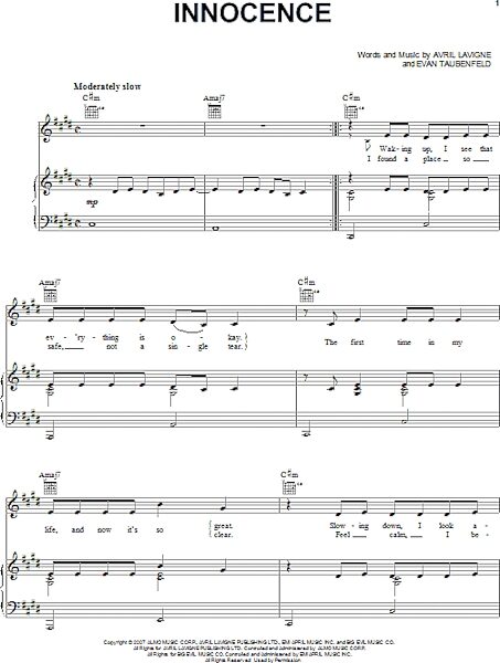 open zoom image for Innocence - Piano/Vocal/Guitar, New, Main