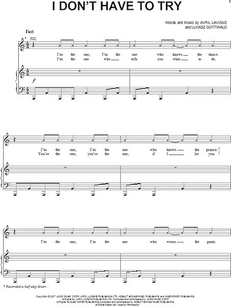 open zoom image for I Don't Have To Try - Piano/Vocal/Guitar, New, Main