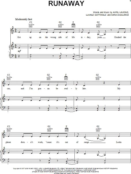open zoom image for Runaway - Piano/Vocal/Guitar, New, Main
