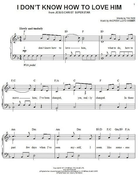 open zoom image for I Don't Know How To Love Him - Easy Piano, New, Main