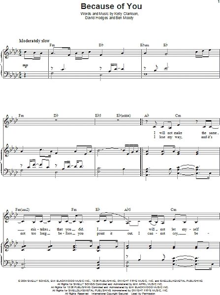 open zoom image for Because Of You - Piano Vocal, New, Main