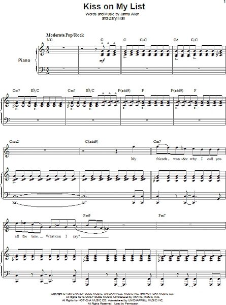open zoom image for Kiss On My List - Piano Vocal, New, Main