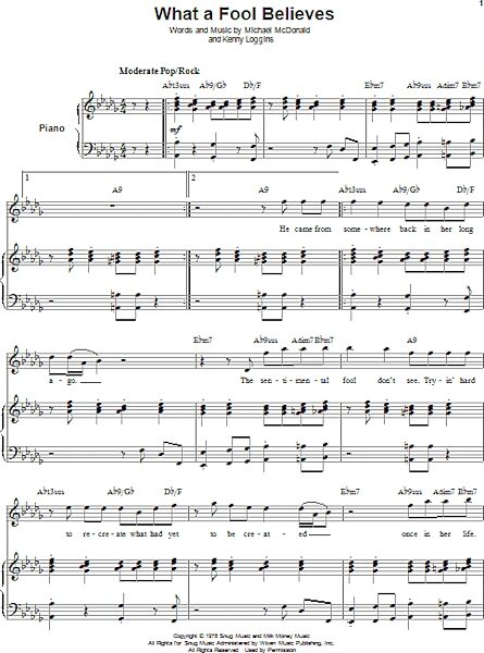 open zoom image for What A Fool Believes - Piano Vocal, New, Main