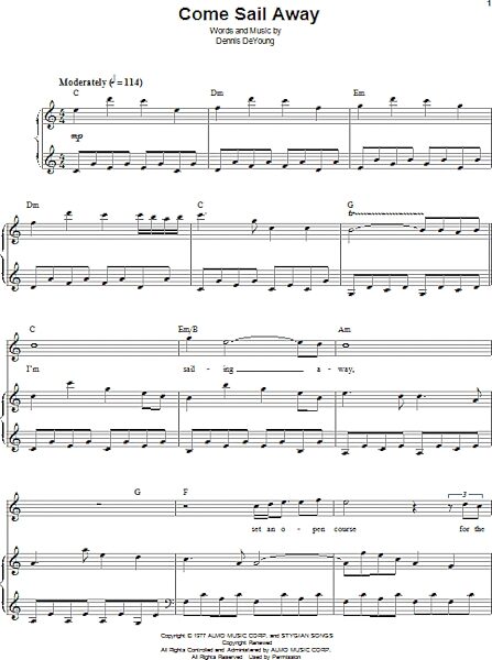 open zoom image for Come Sail Away - Piano Vocal, New, Main