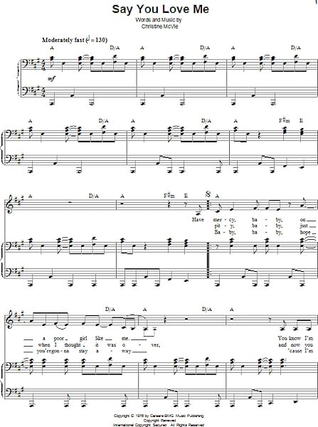 open zoom image for Say You Love Me - Piano Vocal, New, Main