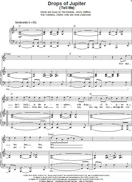 open zoom image for Drops Of Jupiter (Tell Me) - Piano Vocal, New, Main